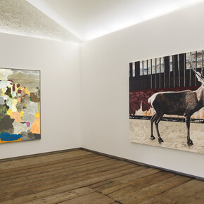 Installation View: Mamma Andersson and Andreas Eriksson at 107 S-Chanf, group exhibition, 107 S-chanf, Switzerland (2021). Courtesy Stephen Friedman Gallery, London. Photo by Serge Hasenboehler.