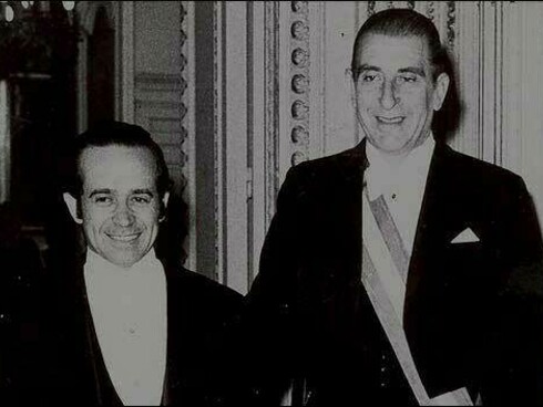 Eduardo Frei Montalva (a la derecha), presidente de la República entre 1964 y 1970,  junto a Andrés Zaldívar