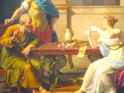 El debate entre Sócrates y Aspasia, por Nicolas-André Monsiau