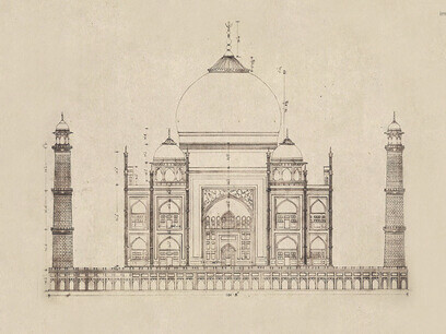 El Taj Mahal 'Corona de los palacios'; ​ es un monumento funerario construido entre 1632 y 1654 en la ciudad de Agra, estado de Uttar Pradesh (India), a orillas del río Yamuna, por el emperador musulmán Shah Jahan de la dinastía mogol