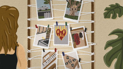 Parada en la puerta del cerco que delimita los doscientos metros cuadrados del terreno, encuentro a la izquierda la casita del árbol bajo el cerezo y a la derecha la construcción a la que hace un tiempo llamo hogar. Ilustración de Gabriel López (@gab.y.lopez)