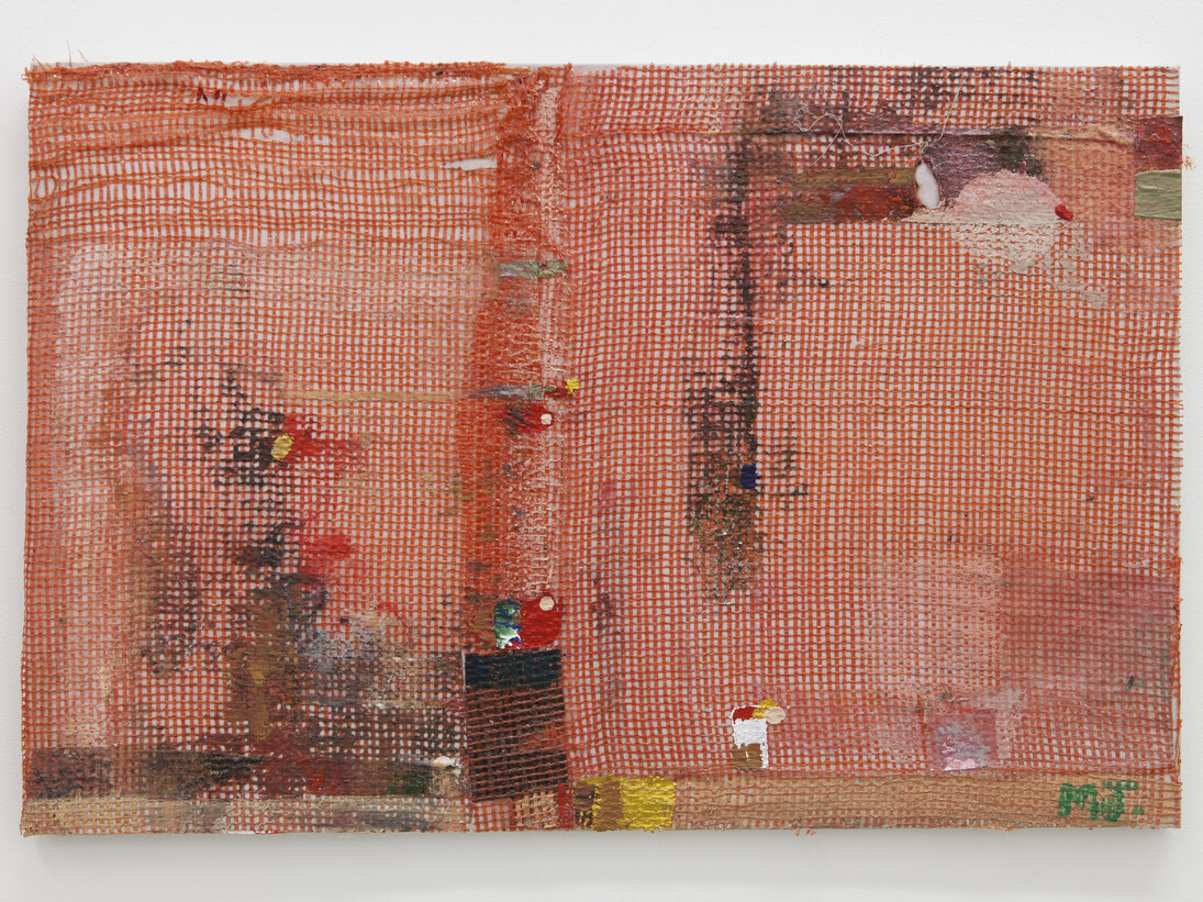 Merlin James, Red, 2013-14, Acrylic on canvas, 17.5 x 26.5 inches, 44.5 x 67.3 cm. (C) Merlin James; Courtesy of Sikkema Jenkins & Co., New York