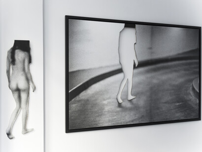 Rachel Rom, Naked Fragmented, FR 2009-14, Gelatin silver print mounted on aluminum, 126 x 180 cm & 30 x 100 cm. Photo: A. Chevrot. © Rachel Rom. Courtesy Galerie E.G.P