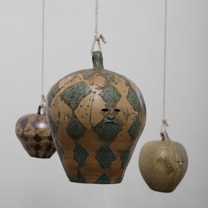 Francis Upritchar. 'Green Check Bell', ceramic,  2015
