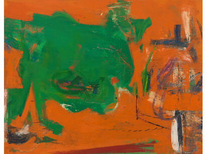 Pat Passlof, Iron, 1951, oil on paper mounted on canvas, 23 x 29 1/2 inches