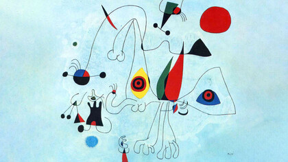 Joan Mirò, Donne e uccelli al levar del sole, 1946