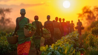 A quiet evening trek after work, showing the labour that sustains global tea, cocoa, and coffee markets