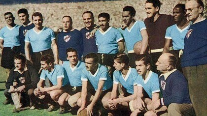 La squadra dell'Uruguay, campione ai Mondiali di calcio del 1950