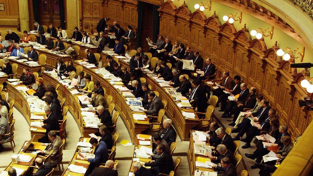 Una sessione dell'Assemblea federale nella camera del Consiglio nazionale svizzero