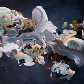 Janna Watson, A Wave of Warmth, 2023, acrylic, gouache, oil pastel and ink on birch panel, 36x48 inches (Watson's work may be oriented in any direction). Courtesy of Kenise Barnes Fine Art, Kent, CT
