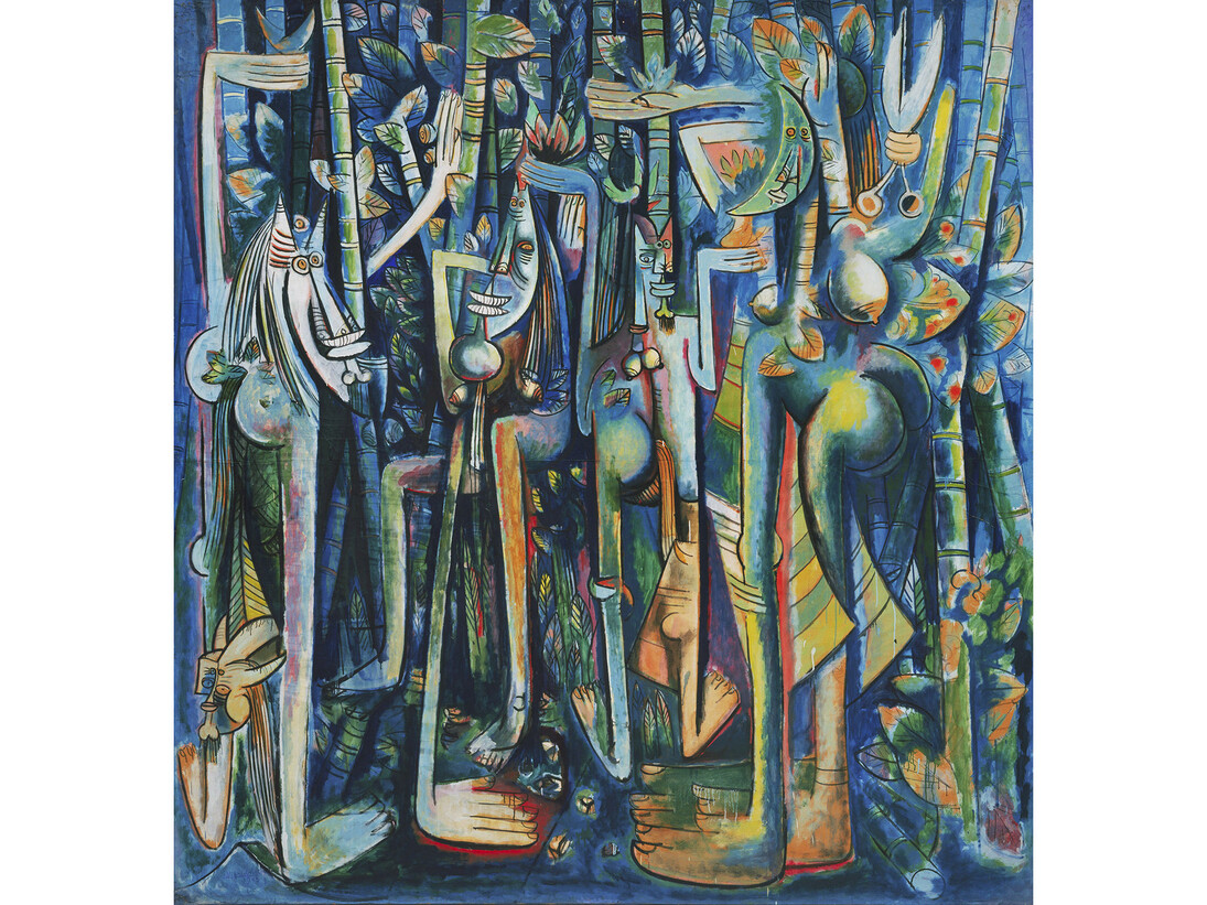 Wifredo Lam, La Jungla, 1943, Huile sur papier marouflé sur toile - 239,4 × 229,9 cm, The Museum of Modern Art, New York, 2015. Digital Image, The Museum of Modern Art,New York / Scala, Florence © Adagp, Paris 2015