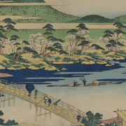 Katsushika Hokusai, View of Togetsu bridge at Arashiyama in Yamashiro, ca. 1834. Courtesy of The Nelson-Atkins Museum