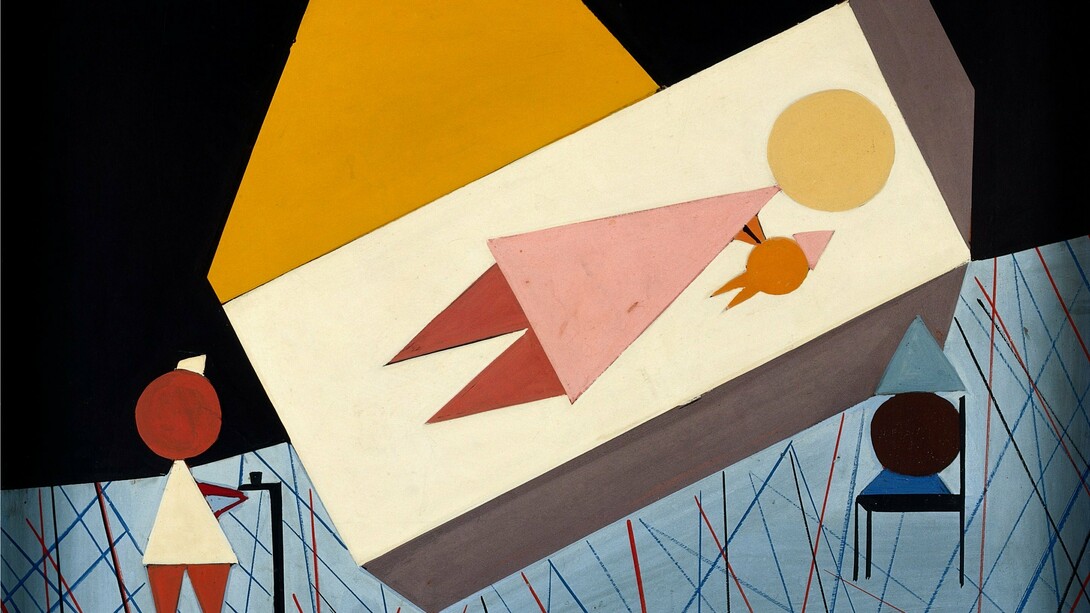 Autor desconocido, "Madre e hijo en la sala de maternidad", acrílico sobre tela, 1962