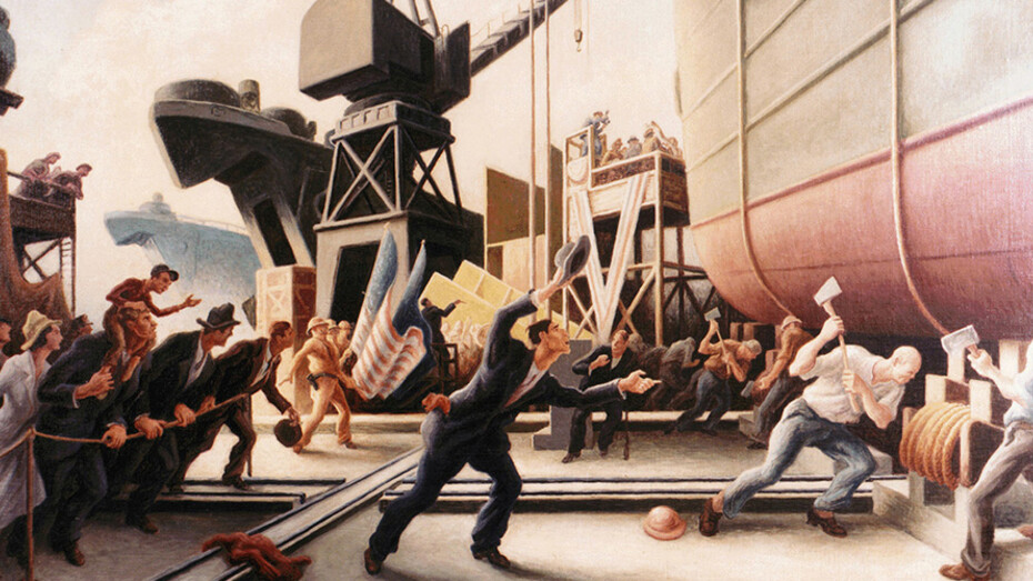 Thomas Hart Benton, Cut the Line, oil on canvas, 1944.