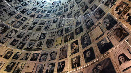 Photos of the victims of the Holocaust at the memorial Yad Vashem, The World Holocaust Remembrance Center in Jerusalem, Israel. Photo by David Shankbone
