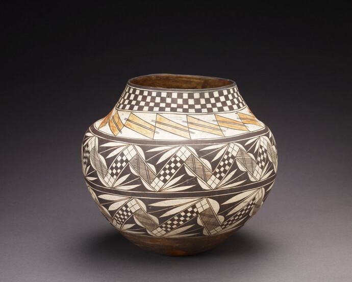 Polychrome jar, United States, New Mexico, Acoma Pueblo, ca. 1890–1910. Earthenware and pigment. Gift of Paul E. and Barbara H. Weiss, 2007.75.1