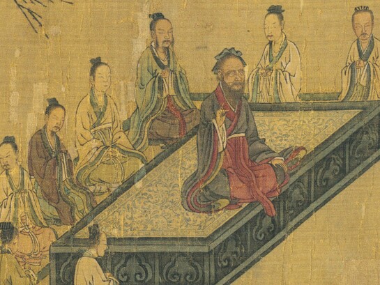 Pintura de la dinastía Song atribuida a Ma Hezhi; muestra a Confucio dando una lección sobre piedad filial a Zengzi
