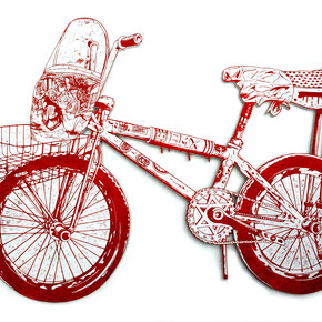 Kenichi Yokono, Beloved Vehicle, 2014 / carved wood and enamel / 35.6 x 48.8 inches