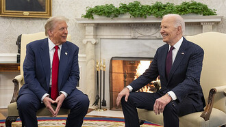 Donald Trump and Joe Biden at a meeting in the White House