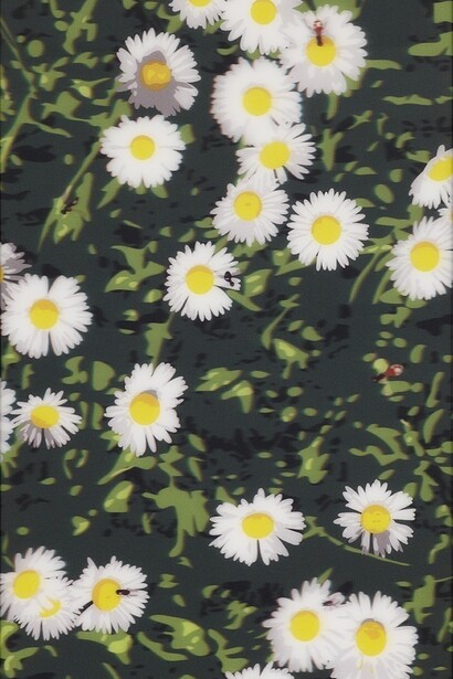 Julian Opie Daisies., 2013, From French Landscapes., 2013, A series of four lenticular prints presented in aluminium frames specified by the artist Frame 106.2 x 60.5 cm (each) Edition of 35, Courtesy Julian Opie and Alan Cristea Gallery, London