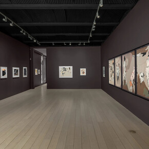Encyclopedia, the late collages of Dorothea Tanning, exhibition view. Courtesy of Kasmin Gallery