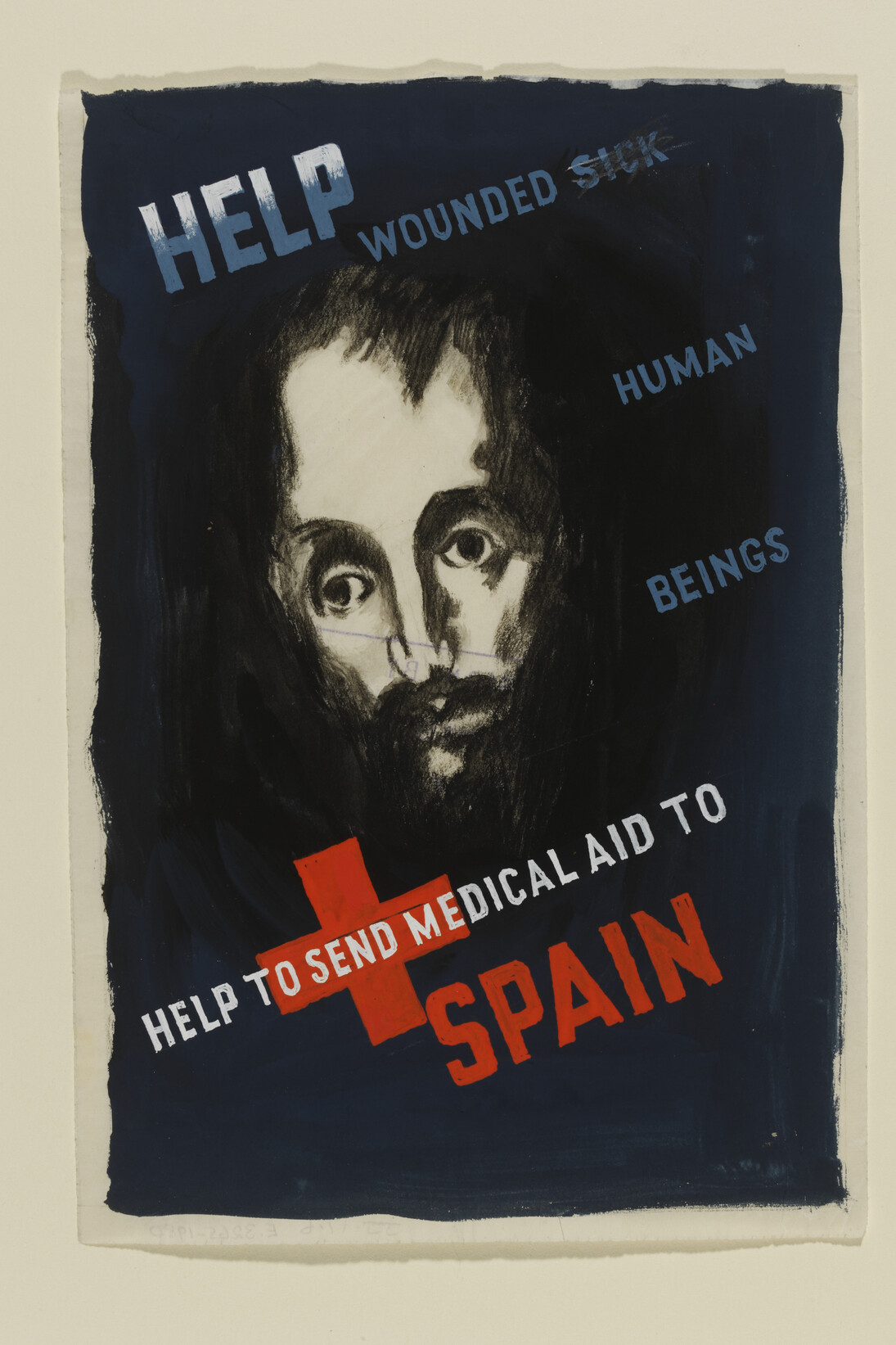 Edward McKnight Kauffer, Design for a poster, Help to Send Medical Aid to Spain, issued by the Spanish Medical Aid Committee, London, 1937, Gouache on paper, Victoria and Albert Museum © Simon Rendall 