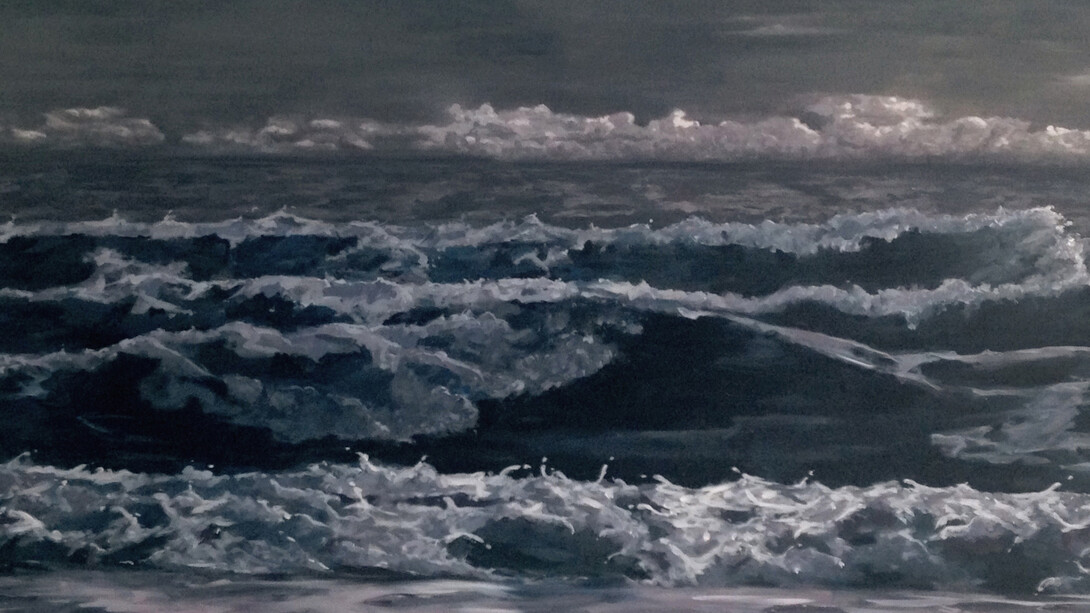 Christos Charisis, Untitled, 2014, acrylic on canvas, 134 x 300 cm