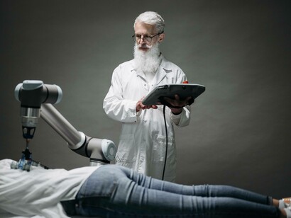 A doctor using the chatbot on a patient for the purpose of providing healthcare