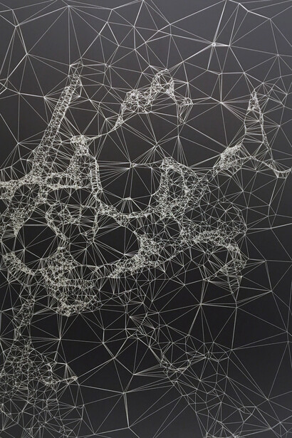 Quayola, "Iconographies #28 : Judith & Holofernes after Artemisia Gentileschi", 2015
Engraving on Anodized Aluminium, Wood frame, 58 x 42 cm, Unique piece. 
