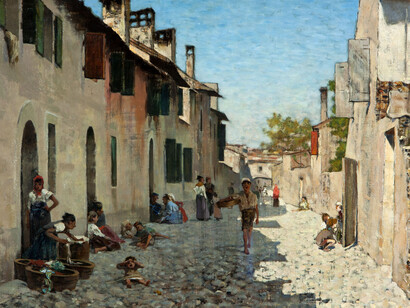 Telemaco Signorini, Via di Ravenna, olio su tela 33,5 x 51,5 cm