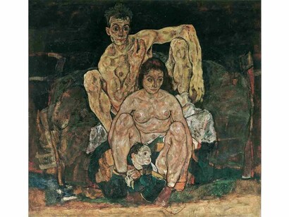 Egon Schiele (1890-1918), The Family (Squatting Couple), 1918, Oil on canvas, Belvedere, Vienna