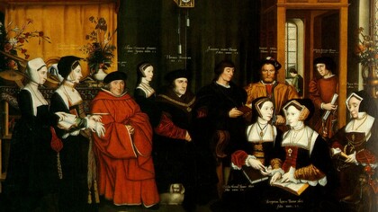 Boceto de un retrato familiar de Tomás Moro (ca. 1527), realizado por Hans Holbein el Joven