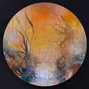 Deedra Ludwig, Opulent, 2021, oil and ink on canvas, 10 x 10 in. Courtesy of Thomas Deans Fine Art