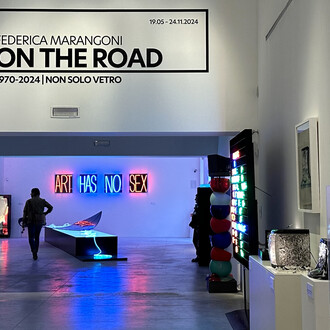 Federica Marangoni, On the road 1970-2024, vista della mostra. Per gentile concessione del Museo del Vetro