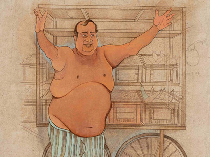 Roshan Chhabria, Potato eater/seller (detail), 2026. Courtesy of Sakshi Gallery