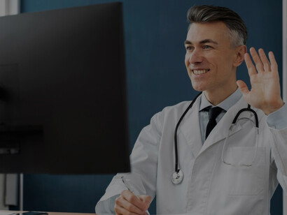 Modern healthcare with ease as a doctor utilizes telemedicine, mental health apps, social media, and video conferencing to provide teleconsultation services, ensuring comprehensive and accessible medical care