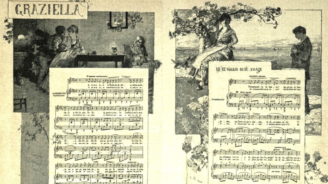Le canzoni Napolitane, illustrate da Edoardo Dalbono. Graziella e Te voglio bene assaje, 1884