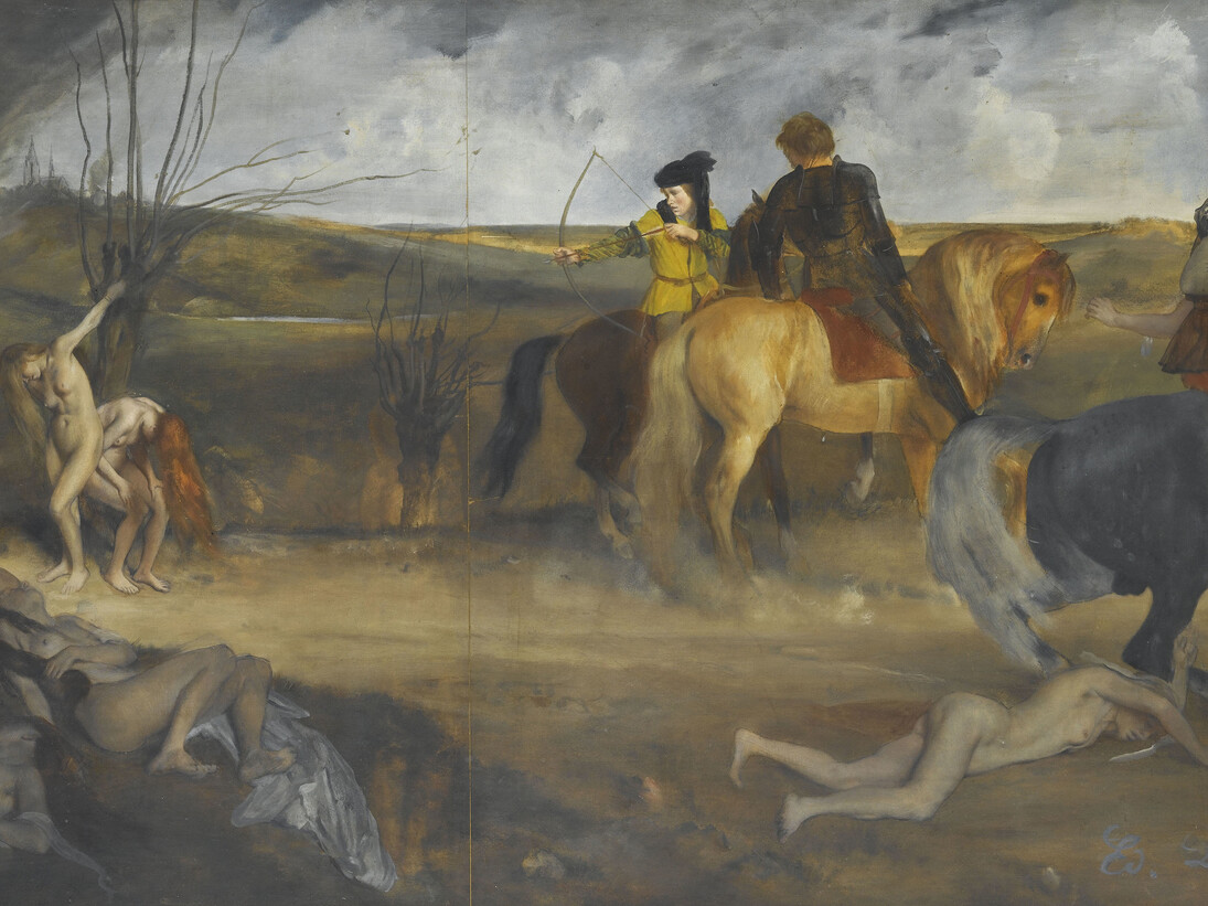 Edgar Degas (1834-1917), Scène de guerre au Moyen-âge, 1865, Peinture à l’huile et à l’essence sur papier marouflé sur toile, 83,5 x 148,5 cm, Paris, musée d’Orsay, RF 2208, © RMN-Grand Palais (Musée d’Orsay) / Gérard Blot