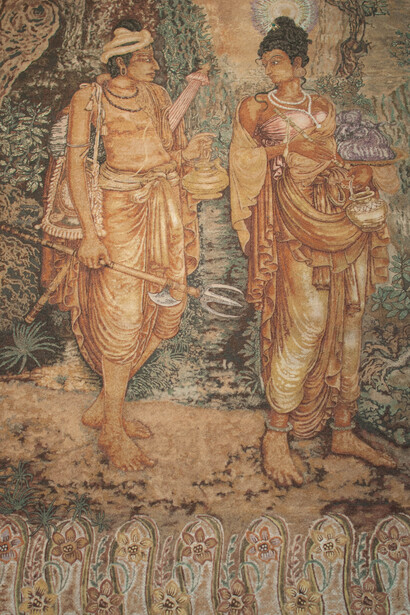 Wall painting of Princess Hemamali and her husband, Prince Dantha by Solias Mendis © Anuradha Dullewe Wijeyeratne