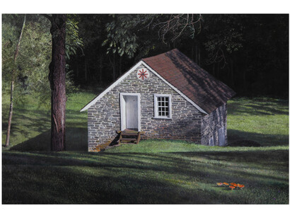 Timothy Barr, Hellam Springhouse, oil on panel, 15.87x23.87 inches. Courtesy the artist and LewAllen Galleries