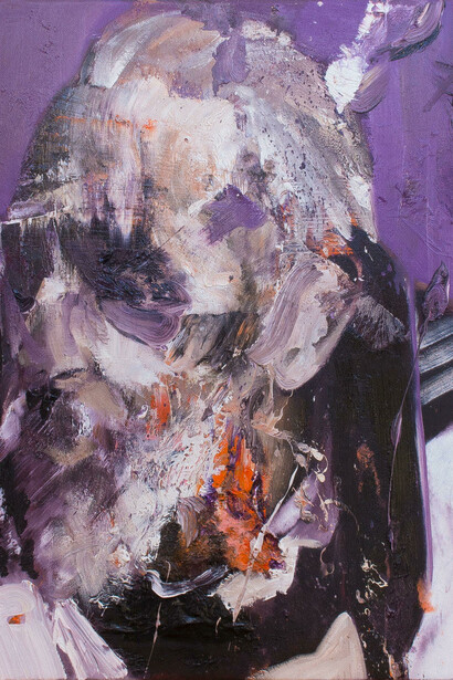 Dayron Gonzalez, Old Man in a White Jacket 2017, 20x16 in, oil on Canvas