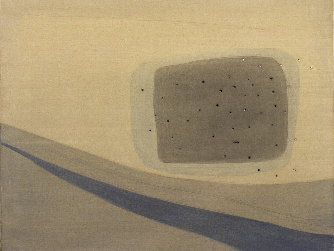 Lucio Fontana, Concetto spaziale (forma), 1959, aniline on canvas, 80 x 100 cm / 31.5 x 39.4 in, Courtesy Tornabuoni Art