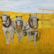 James Lloyd, Bringing Home the Harvest, c.1964, Signed lower right, Gouache and watercolour on paper, 46 x 68 cm