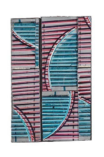 Dominic Beattie, Untitled, 2014, Ink, enamel, correction tape, and spray paint on board, 39.5 x 25.5 cm
