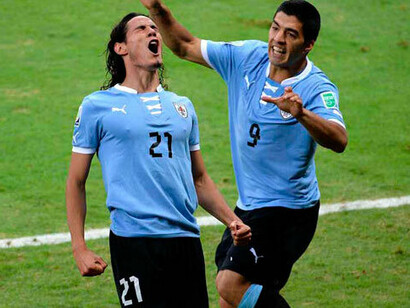 La pareja de delanteros de la selección uruguaya: Cavani & Suárez