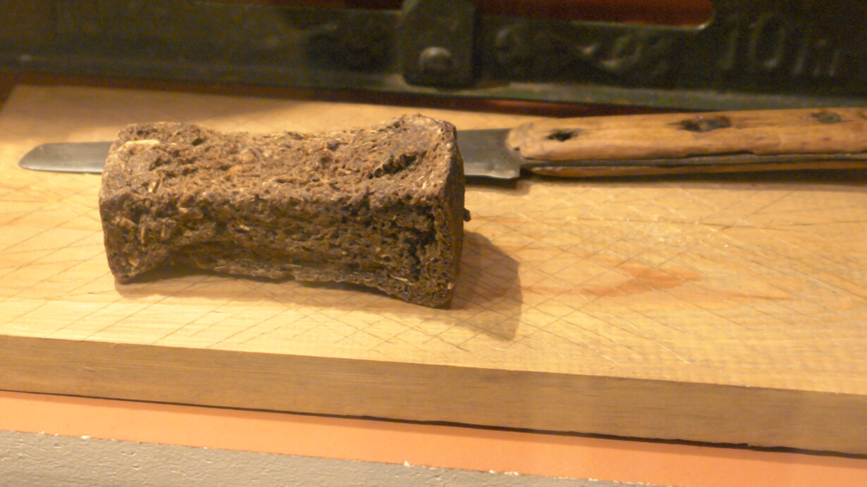 Pan del asedio. Ración individual. Museo de la Defensa y Sitio de Leningrado, Rusia