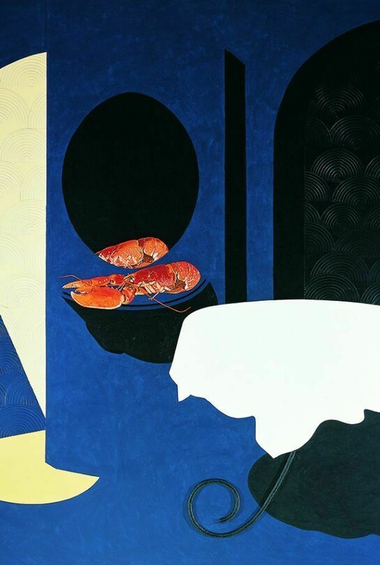 Patrick Caulfield, Reserved Table, 2000, Acrylic on canvas, Pallant House Gallery, Wilson Gift through The Art Fund (2006) © Janet Nathan Caulfield