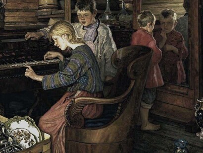 Crianças ao piano, Bogdanov-Belsky, 1918