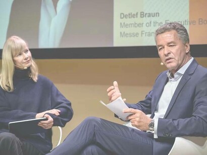 Detlef Braun speaking at Heimtextile 2023 opening press conference