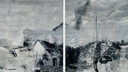 Damian Stamer: New Sharon Church Rd. 4, 2013, oil on panel, 48 x 72 inches